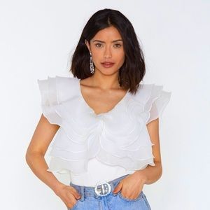 New Tiered Ruffle Organza Top white